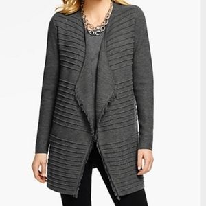 Talbots Merino Wool Fringe Cardigan Knit Jacket